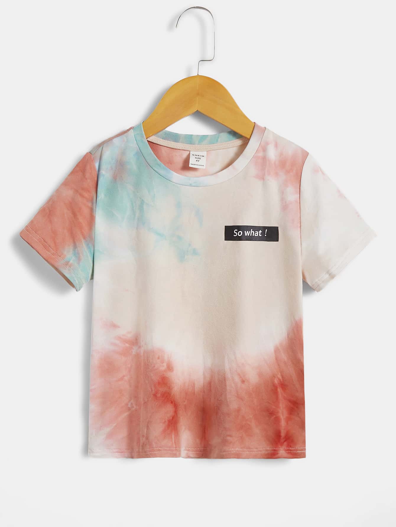 SHEIN Toddler Boys Tie Dye Slogan Graphic Tee - Multicolor - View 1