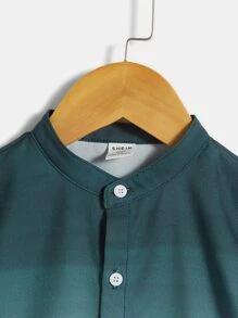 SHEIN 少年男孩休閒寬鬆漸變色圖案短袖襯衫 - 彩色 - 查看 3