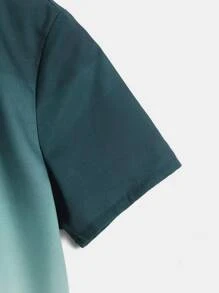 SHEIN 少年男孩休閒寬鬆漸變色圖案短袖襯衫 - 彩色 - 查看 4