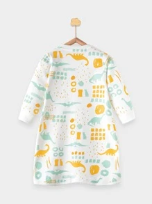 Baby Cartoon Graphic Button Through Sleepwear - White - View 2