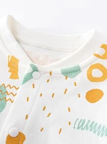 Baby Cartoon Graphic Button Through Sleepwear - White - View 3