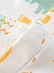 Baby Cartoon Graphic Button Through Sleepwear - White - View 5