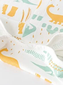 Baby Cartoon Graphic Button Through Sleepwear - White - View 6