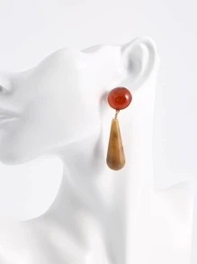 1雙復古時尚幾何亞克力圓形和淚滴形形狀懸垂耳環,海灘首飾類禮品 - 彩色 - 查看 2