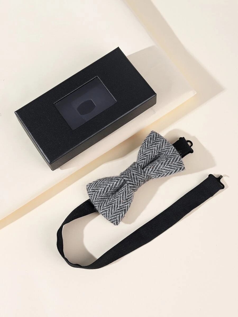 Hombres lana corbata de lazo - Gris Claro - Ver 1