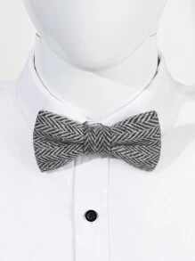 Hombres lana corbata de lazo - Gris Claro - Ver 2