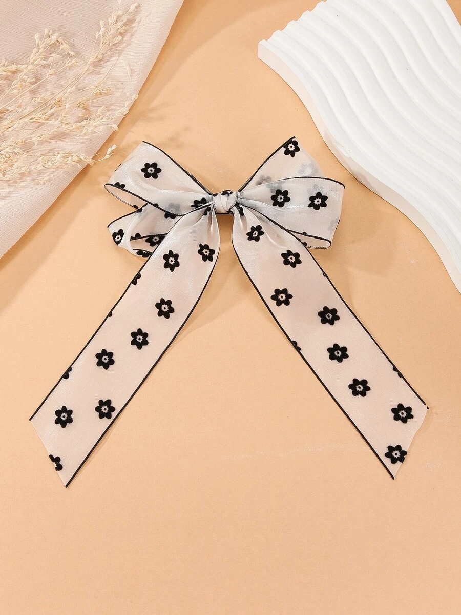 Họa Tiết Hoa Nơ Trang Trí Kiểu Pháp Kẹp - Đen và trắng - Xem 1