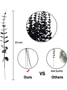 15pcs Artificial Eucalyptus Leaf, Modern PE Artificial Leaf For Home - Black - View 3