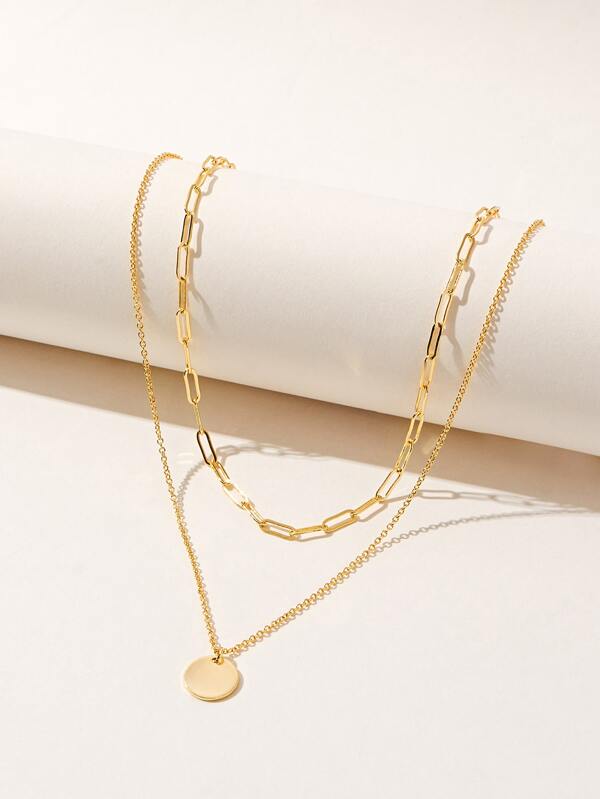 قطعة واحدة مزخرف اسطواني بتعليقة سلسلة طبقات , فولاذ غير قابل للصدأ مجوهرات