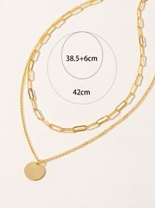 1 vòng cổ trang trí đĩa nhiều lớp, trang sức bằng thép không gỉ - Vàng - Xem 3