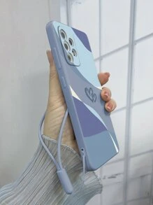 Heart Pattern Phone Case With Lanyard Compatible With iPhone15/15Plus/15Pro/15Promax - Blue - View 3