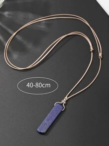 Men Natural Crystal Charm Necklace - Navy Blue - View 4