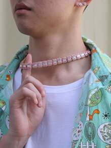 Hombres Collar con diseño de diamante de imitación - Multicolor - Ver 2