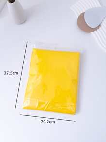 1pc Plastic Raincoat, Yellow Rain Jacket For Outdoor - Yellow - View 3