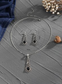 3入組水滴裝飾首飾套裝 - 黑色 - 查看 4