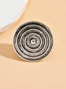 圓形裝飾戒指 - 復古銀色 - 查看 2