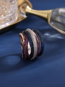 1pc Fashionable Luxury Style Multicolor Cubic Zirconia Women's Wrap Around Ring, Mother's Day Gift - Multicolor - View 4