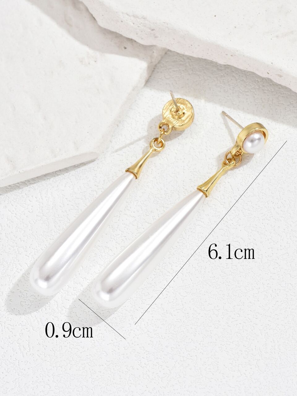 1pair Women's Long Water Drop Shape White Faux Pearl Drop Earrings Elegant Jewelry Accessories