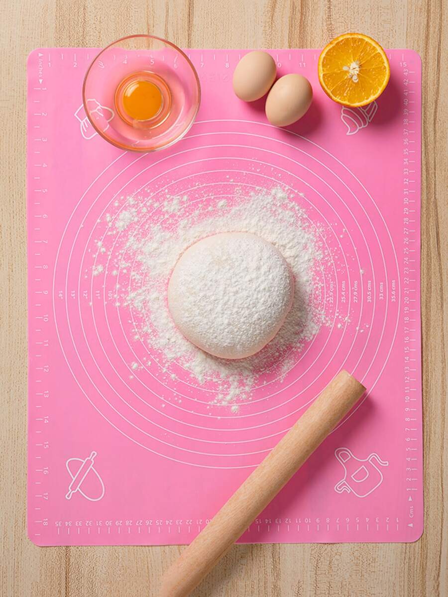 1pc Silicone Baking Mat, Minimalist Baking Mat For Kitchen Baking - Pink - View 1