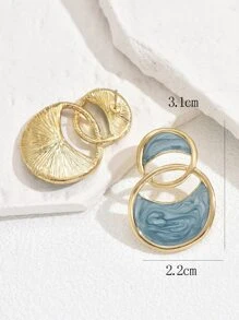 2pcs/set Round Stud Earrings - Multicolor - View 5