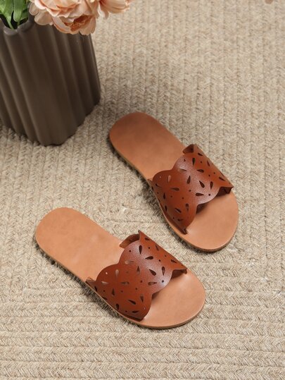 Papuci de casă pentru fete, papuci maro la modă