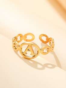 1入組隨機字母裝飾開口戒指 - 金黃色 - 查看 2