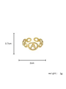 1入組隨機字母裝飾開口戒指 - 金黃色 - 查看 3