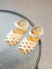 女孩交叉踝帶學院戶外平底涼鞋