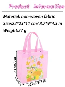 1 pieza Bolsa de embalaje no-tejido de tela regalo conejo & con patrón de mariposa regalo para Pascua de Resurrección - Rosa - Ver 2