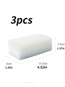 3pcs/Set Kitchen Cleaning Sponges, Multi-Purpose Dish Sponge Scrubber, Super Absorbent, Anti-Rust & Grease Removal, 3-Layer Handle Design, Suitable For Dishes, Cookware And Furniture Cleaning