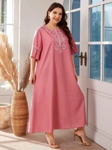 Mulvari Plus Geo Print Tunic Dress - Pink - View 3