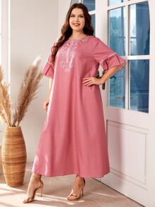 Mulvari Plus Geo Print Tunic Dress - Pink - View 5