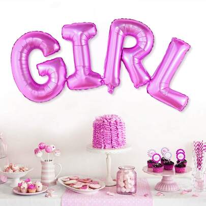 1入組字母設計粉色小氣球