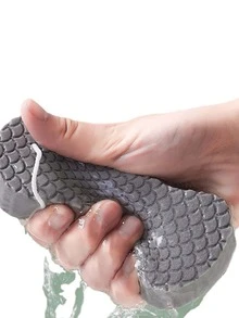 1入組PEVA去角質沐浴海綿極簡主義灰色超柔軟沐浴沐浴海綿 - 灰色 - 查看 2