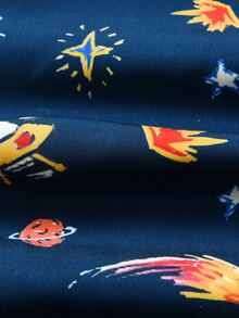 SHEIN Toddler Boys Rocket & Star Print Trousers - Blue - View 3