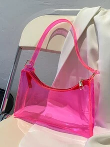 简约透明包，时尚透明，透明防水女士包，非常适合夏季、度假和海滩 - 玫紅色 - 查看 3