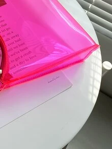 简约透明包，时尚透明，透明防水女士包，非常适合夏季、度假和海滩 - 玫紅色 - 查看 4