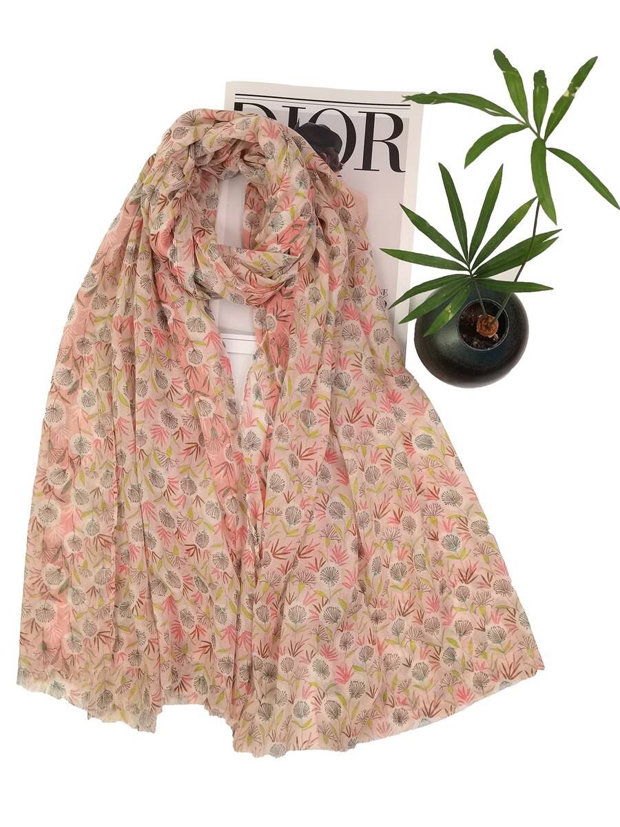 Floral Print Scarf - Pink - View 1