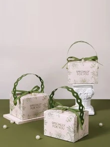 5入組/套紙質禮盒百合和字母圖形人造珍珠和蝴蝶結裝飾派對禮品婚禮派對禮品盒