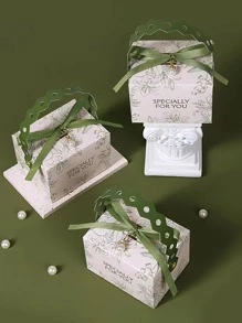 5入組/套紙質禮盒百合和字母圖形人造珍珠和蝴蝶結裝飾派對禮品婚禮派對禮品盒