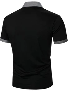 Manfinity Homme Men Contrast Trim Polo Shirt - Black - View 2
