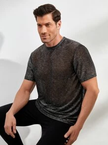 Manfinity RelaxMax Hombres Camiseta tejido jaspeado - Negro - Ver 1