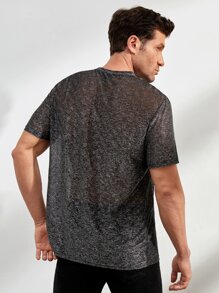 Manfinity RelaxMax Hombres Camiseta tejido jaspeado - Negro - Ver 2