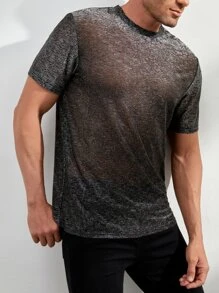 Manfinity RelaxMax Hombres Camiseta tejido jaspeado - Negro - Ver 4