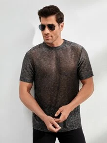 Manfinity RelaxMax Hombres Camiseta tejido jaspeado - Negro - Ver 5