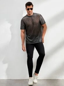 Manfinity RelaxMax Hombres Camiseta tejido jaspeado - Negro - Ver 6