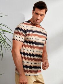 Manfinity Homme Men Argyle Print Tee - Multicolor - View 5