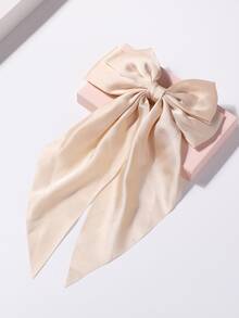 1 Miếng Hai lớp Bowknot & Ruy băng Kẹp tóc Với Mùa Xuân Kẹp Dành cho Cô gái - Màu be - Xem 2