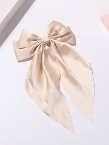 1 Miếng Hai lớp Bowknot & Ruy băng Kẹp tóc Với Mùa Xuân Kẹp Dành cho Cô gái - Màu be - Xem 3