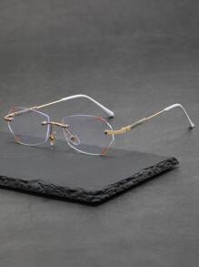 Gafas sin montura con lentes geométricos, accesorios para mujer - Dorado - Ver 1